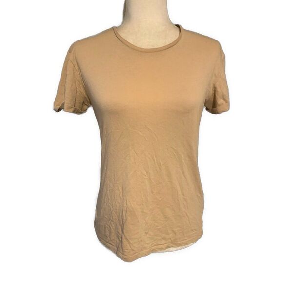 divided hm Womens Solid Beige Nude Crew Neck Short Sleeve Top T Shirt Xs - Picture 1 of 5